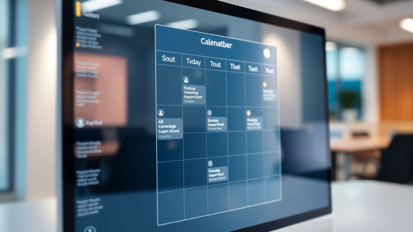 AI appointment setter interface with glowing calendar slots.