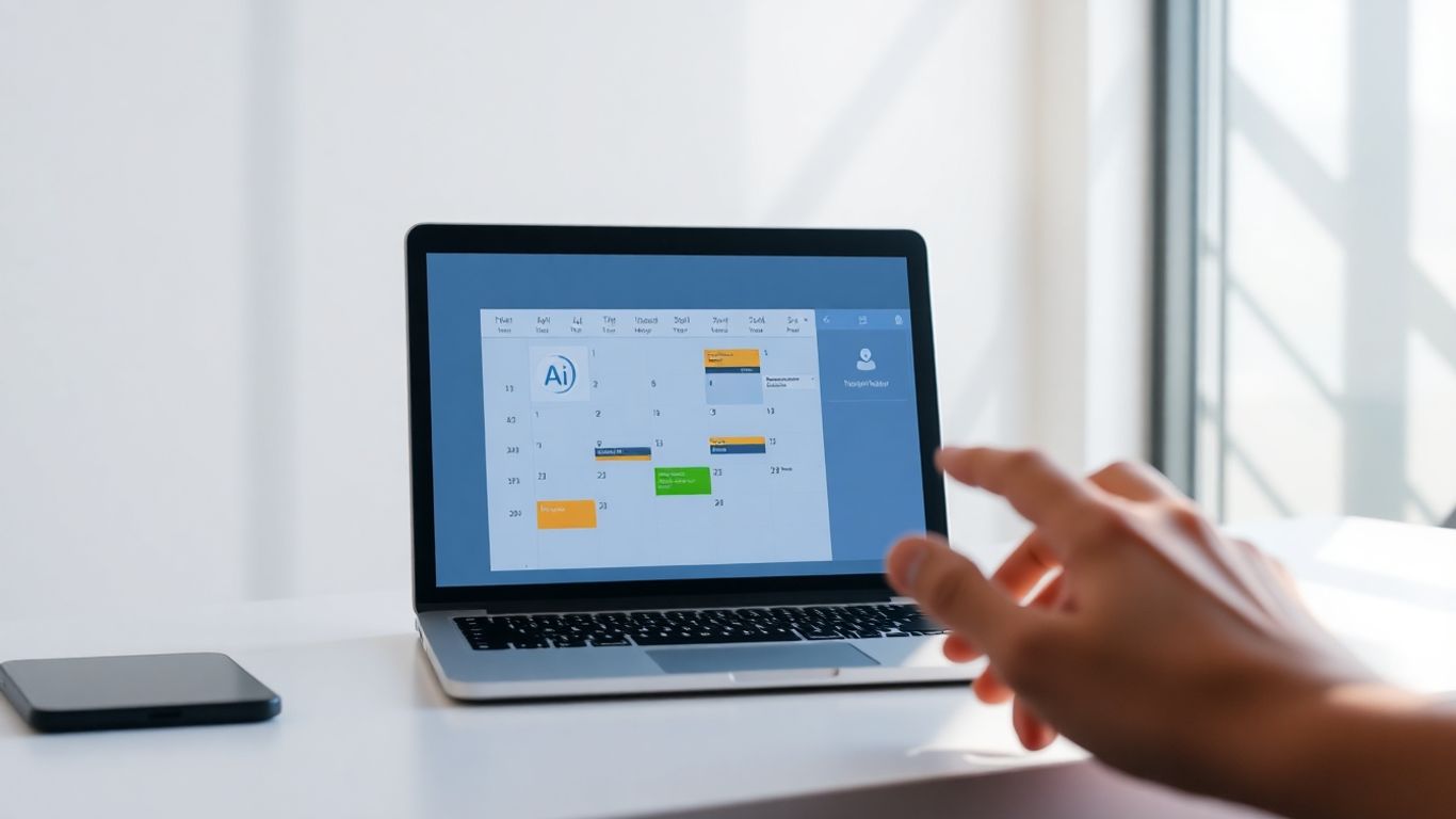 AI appointment setter integrated with calendar on laptop.