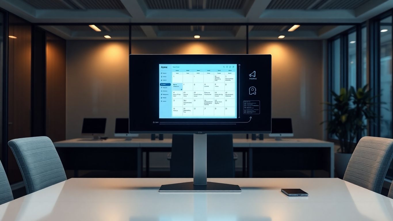 AI appointment setting interface on a futuristic screen.