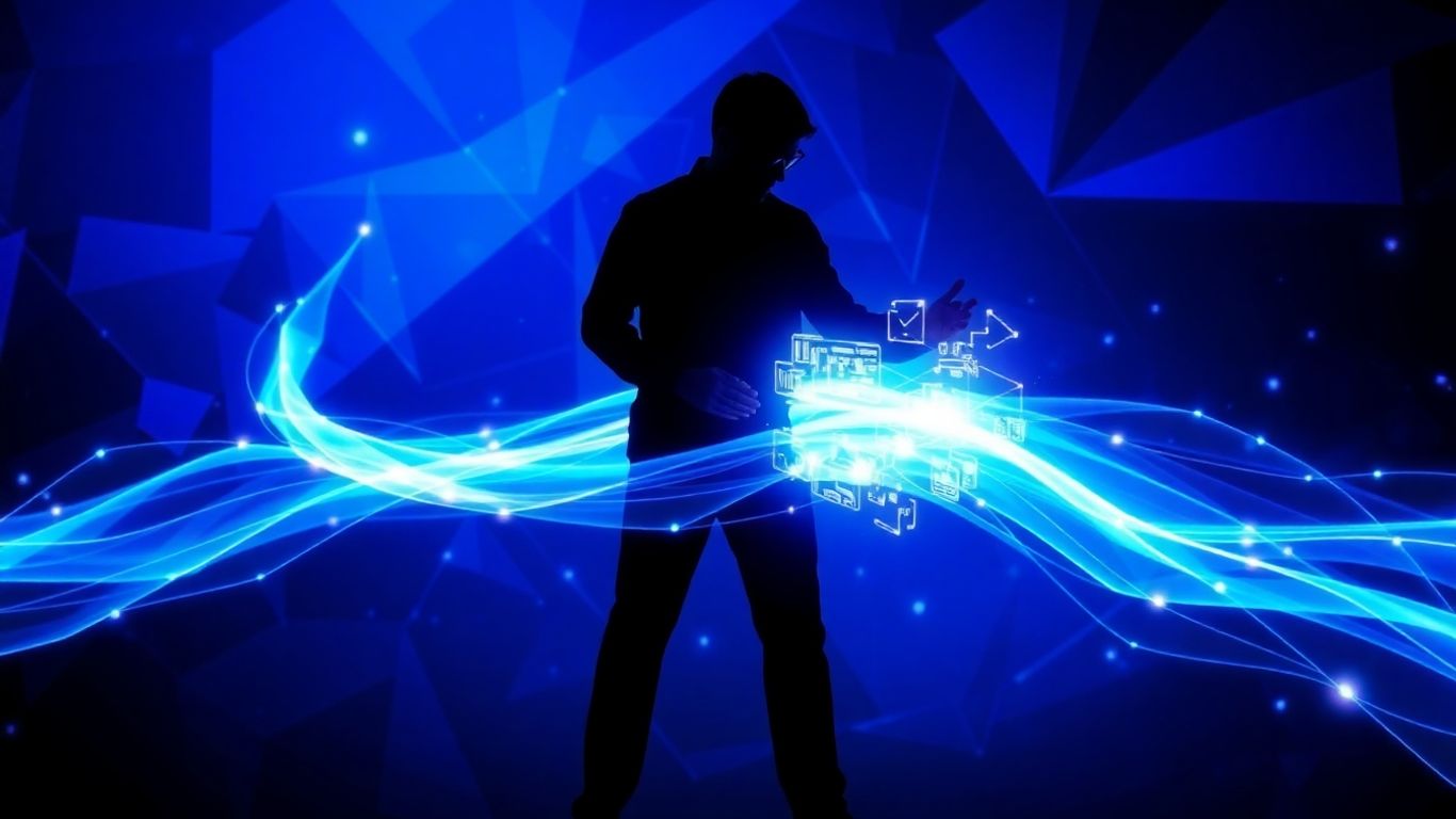 AI transforming sales strategy with futuristic visuals.