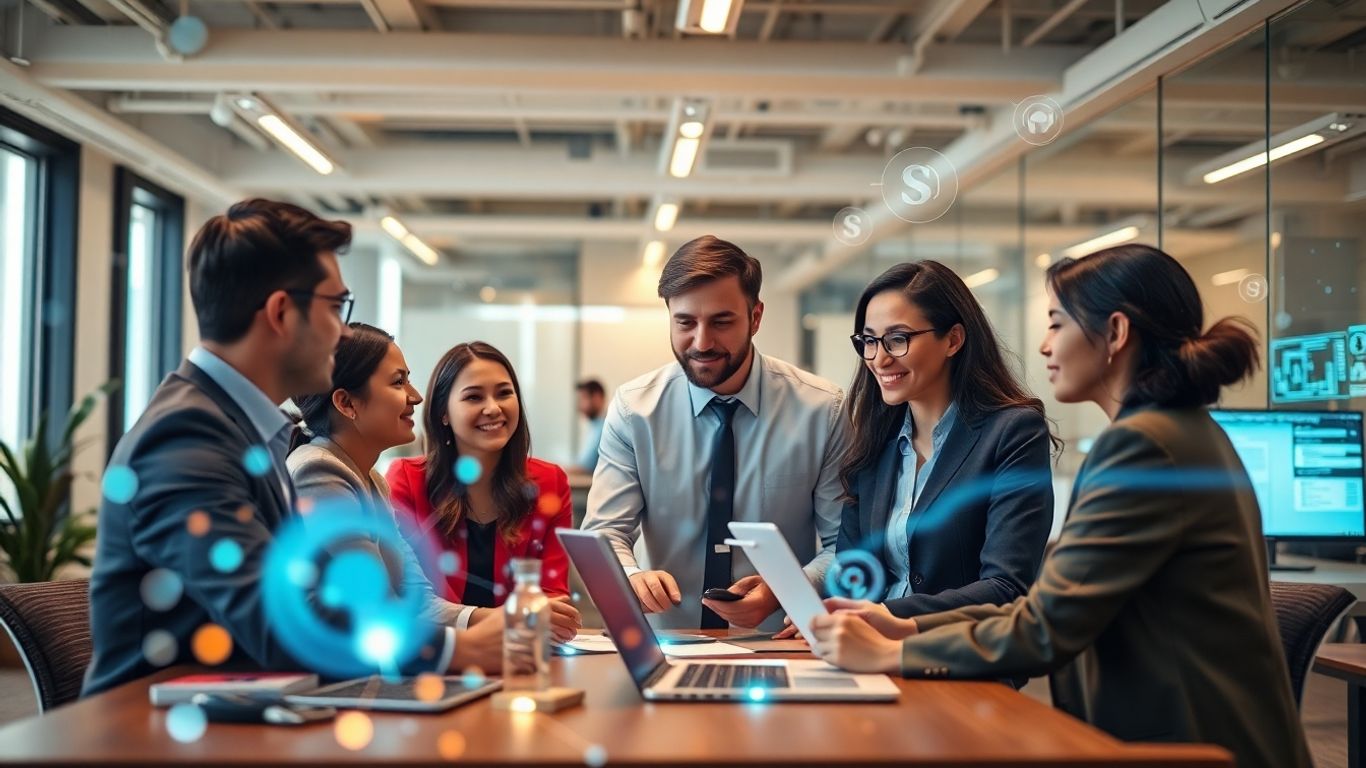 Sales team and AI technology collaborating for revenue growth.