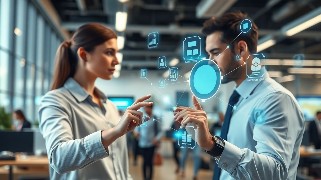 Salesperson using AI tools integrated with CRM.