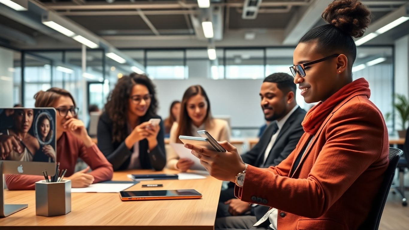 Sales team using AI technology for outreach.