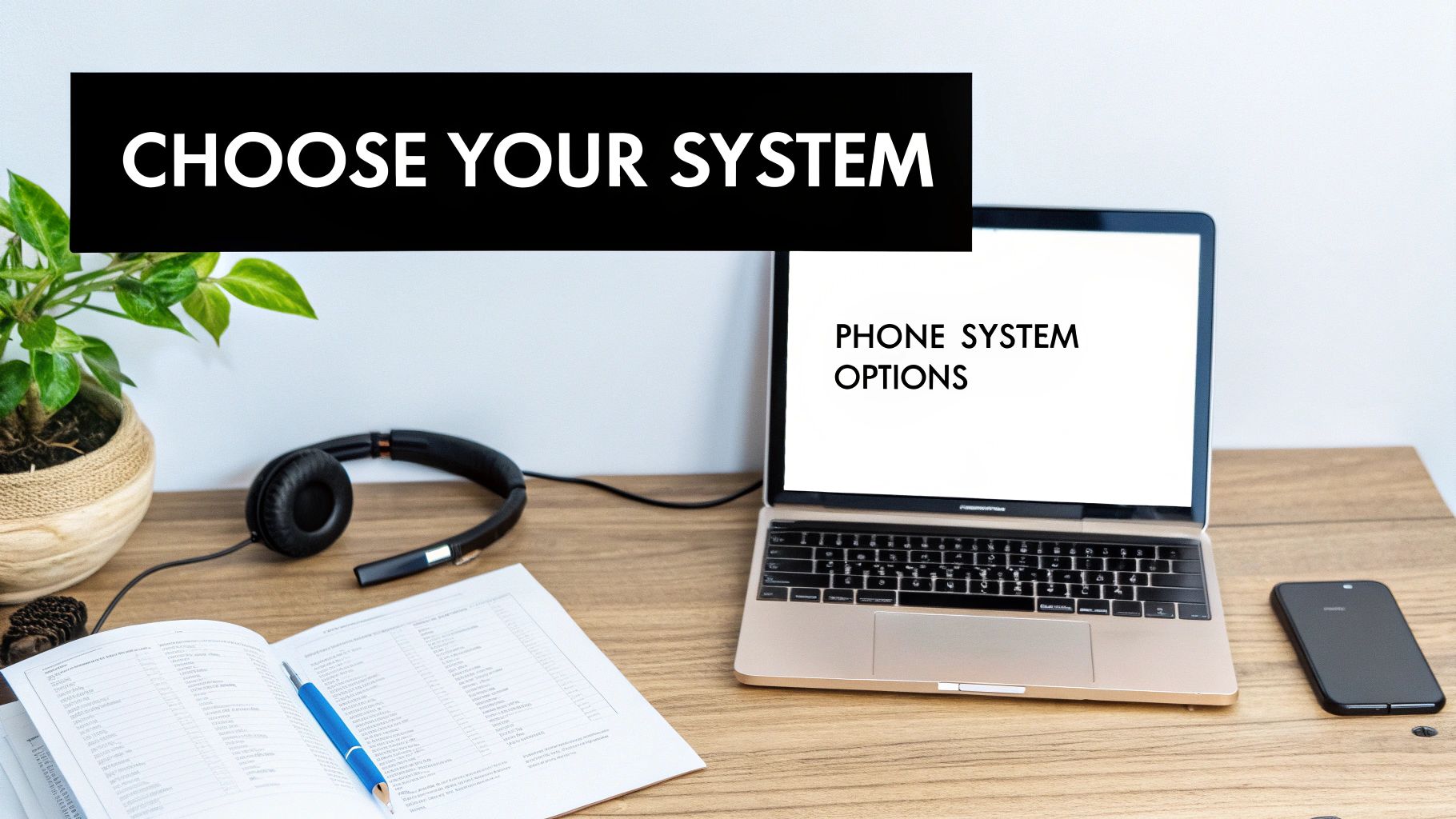 A person sitting at a desk and comparing different business phone systems on a laptop