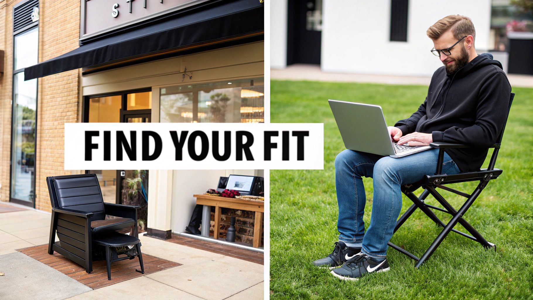 A salon owner smiling while looking at her phone, with the My AI Front Desk app open.