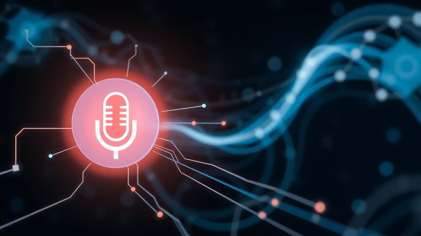 AI call automation data flow to microphone icon