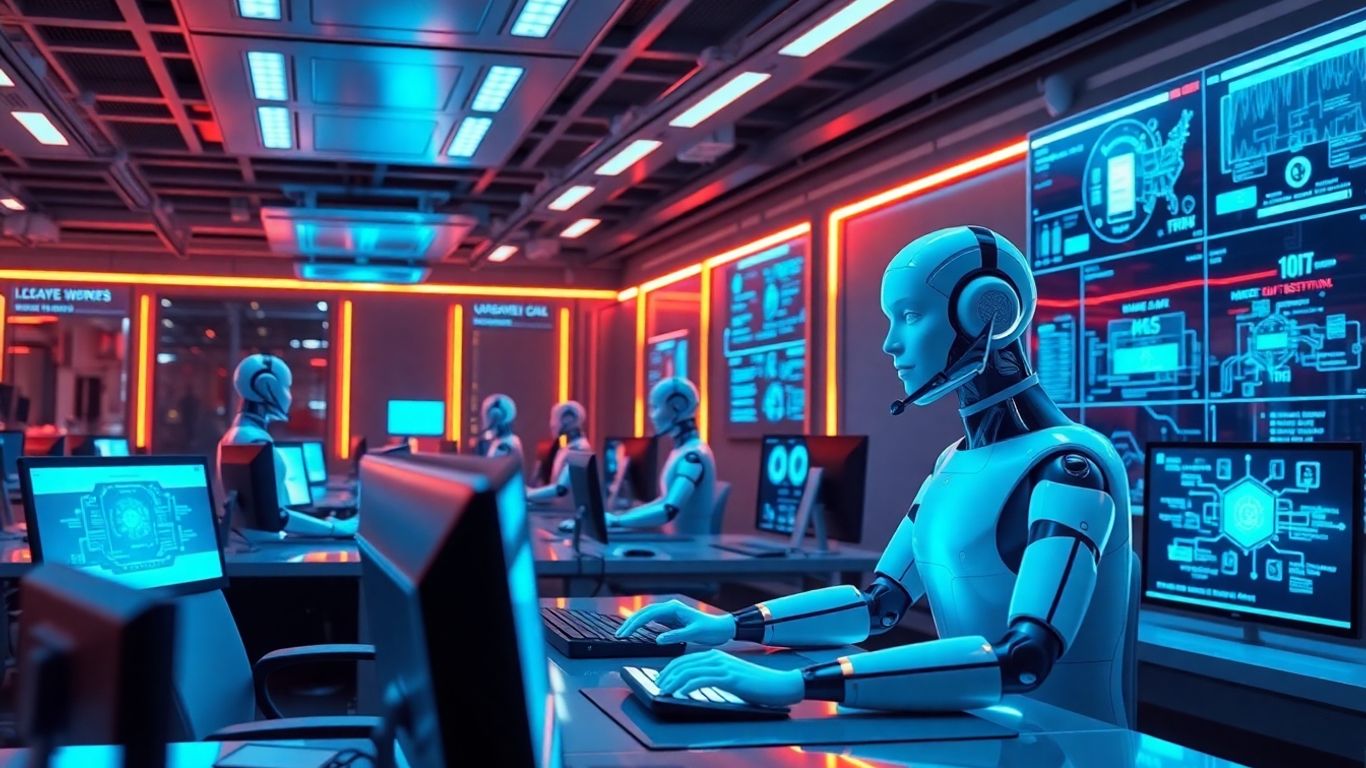 AI assisting customer service agents in a modern call center.