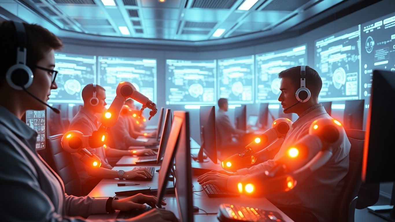 AI assisting human agents in a call center.