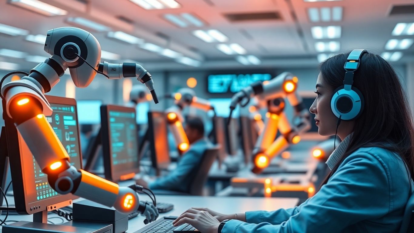 AI integrated into a modern call center.