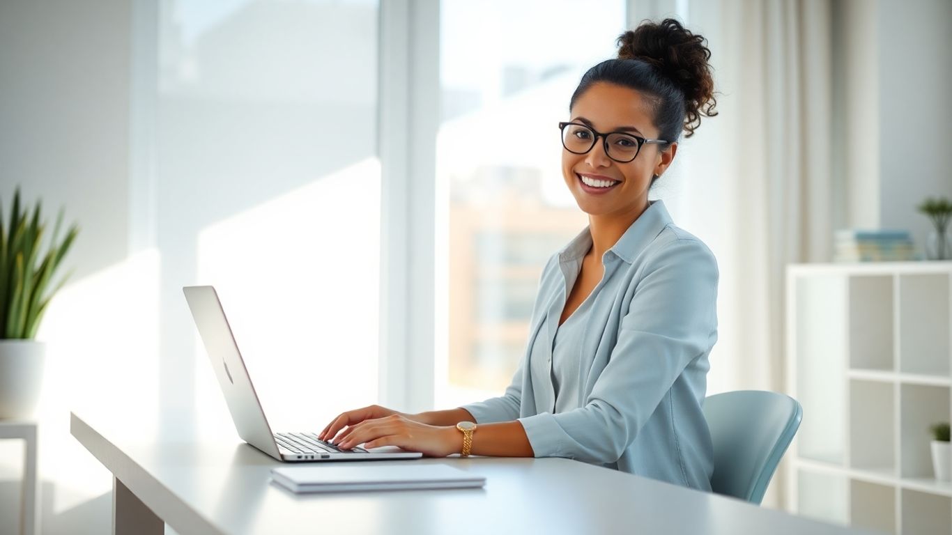 Virtual assistant working in a home office.