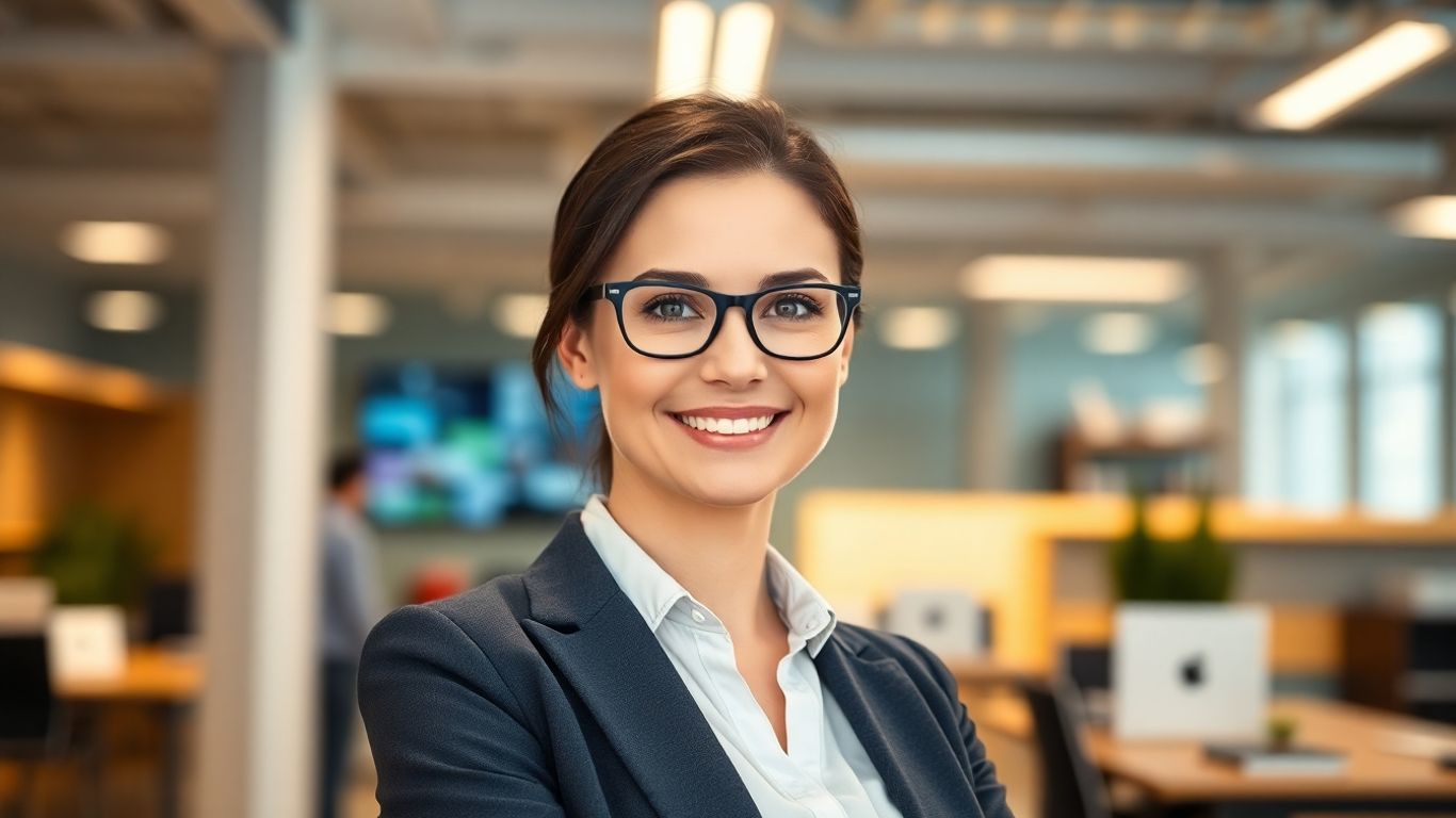 Professional woman working in a modern office