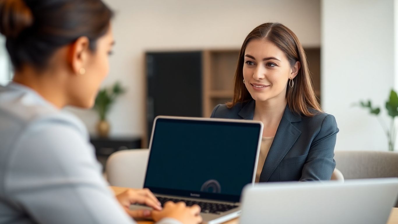 Virtual assistant services on a laptop screen.