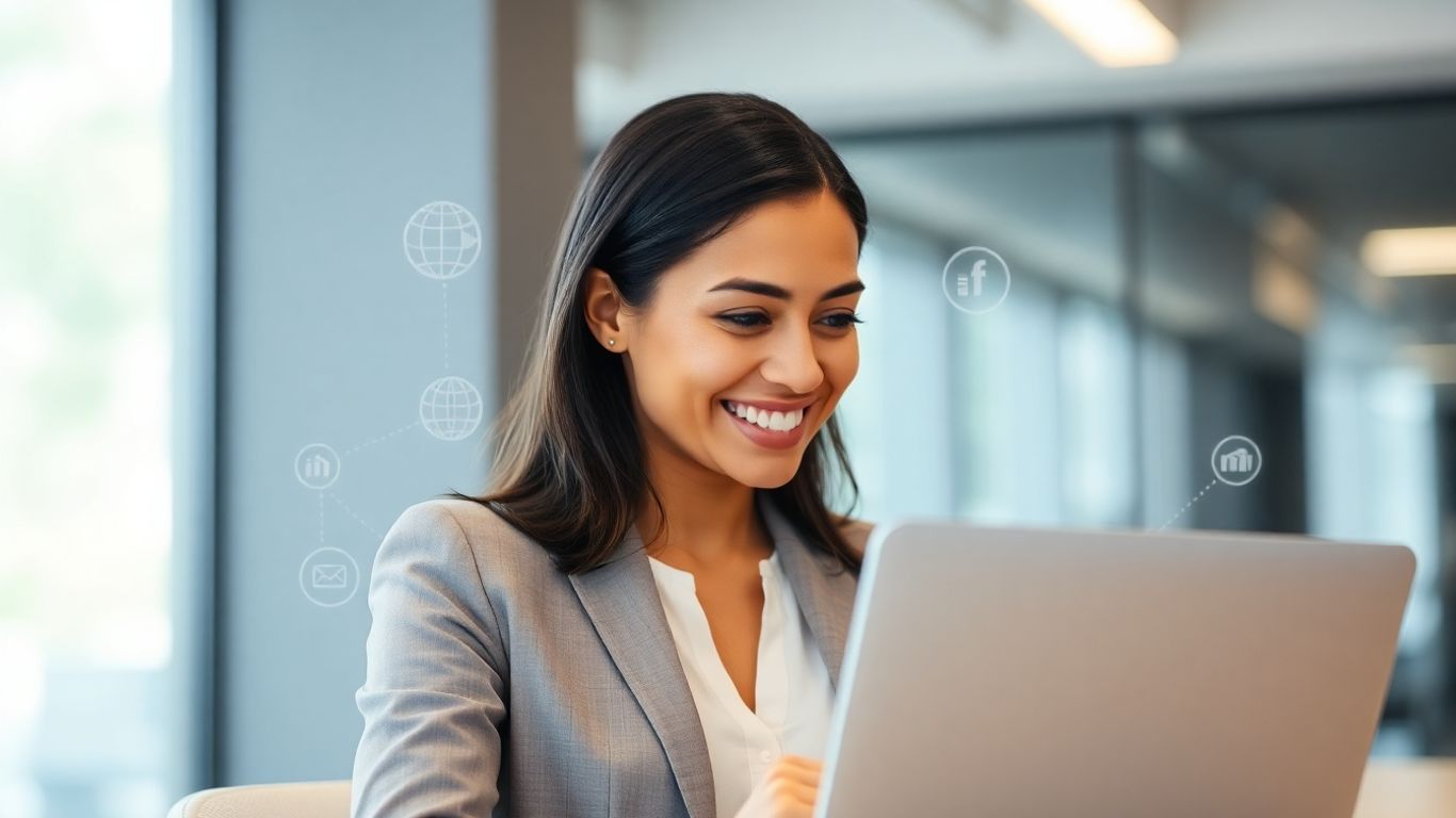 Professional woman working on laptop