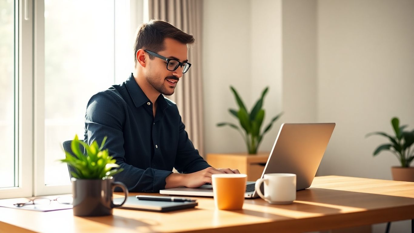 Virtual assistant working remotely on laptop