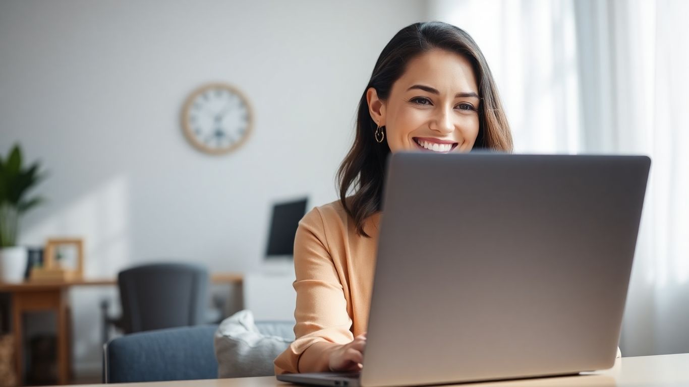 Remote virtual assistant working on laptop