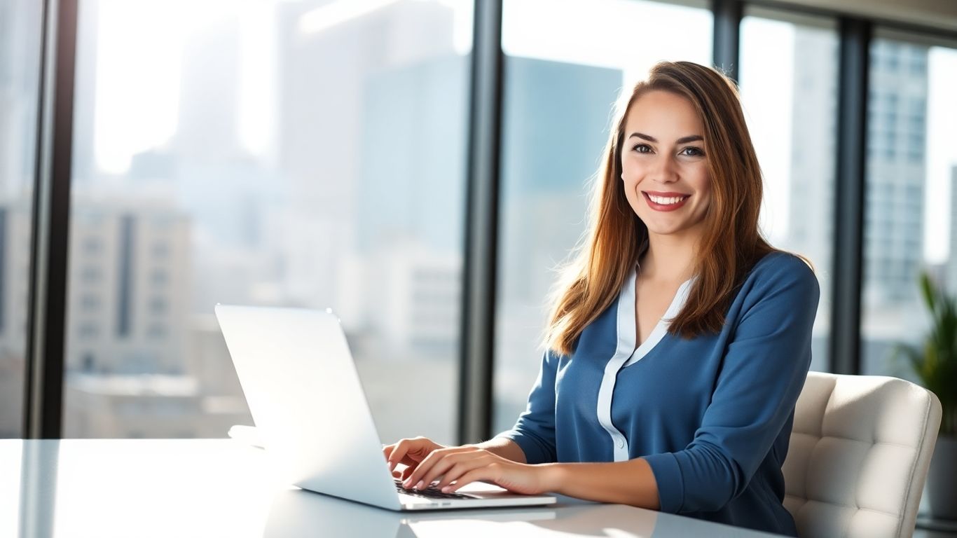 Virtual assistant working remotely on laptop