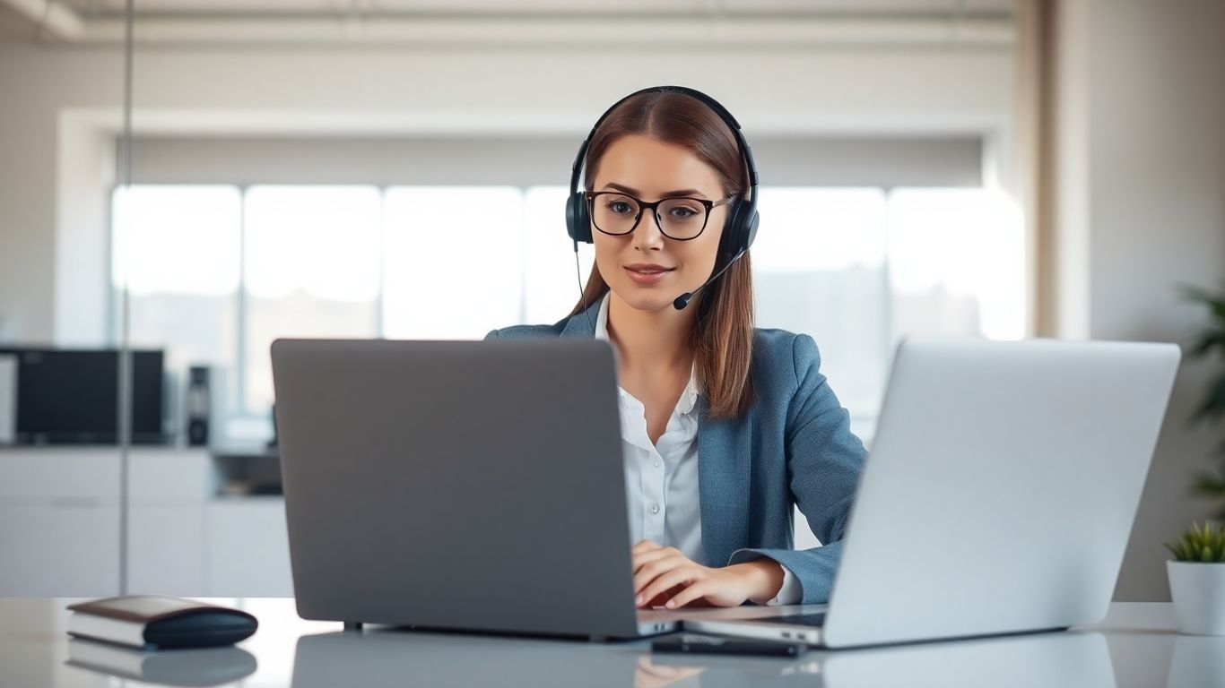 Virtual assistant working at a desk