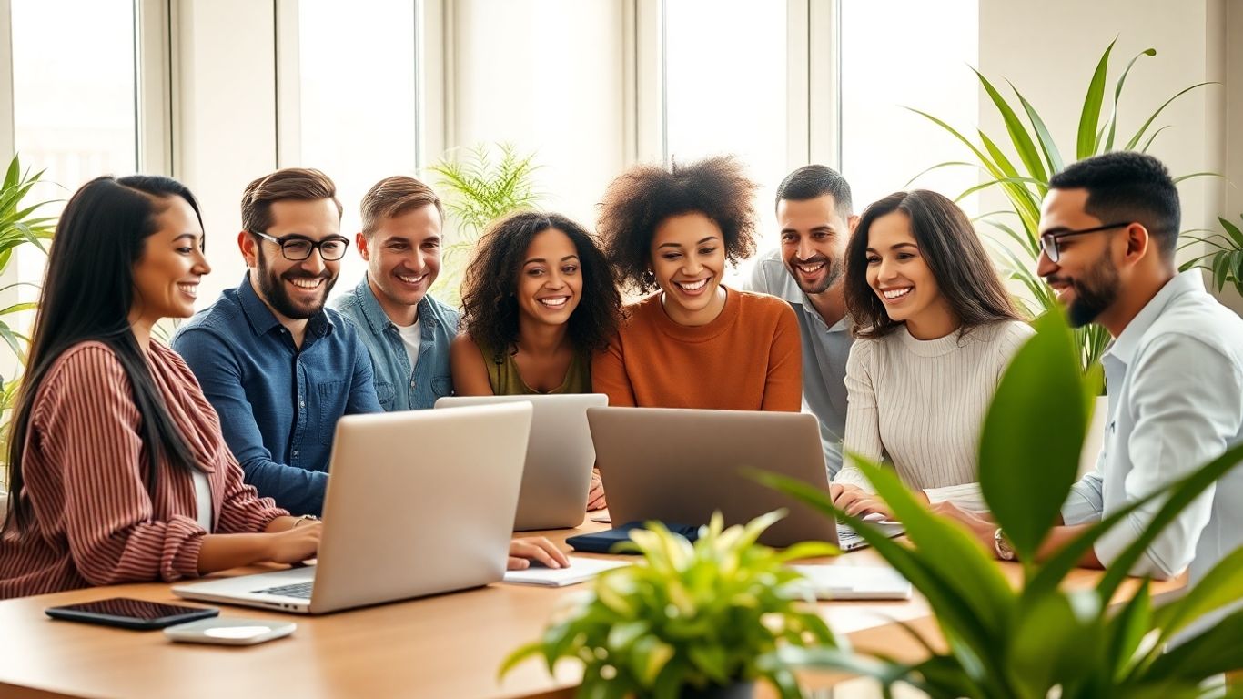 Remote team collaborating in a modern home office.