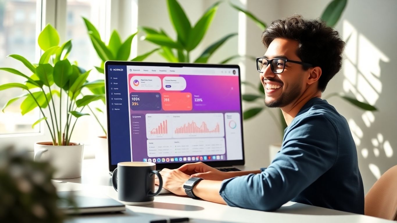 Woman working remotely in a home office