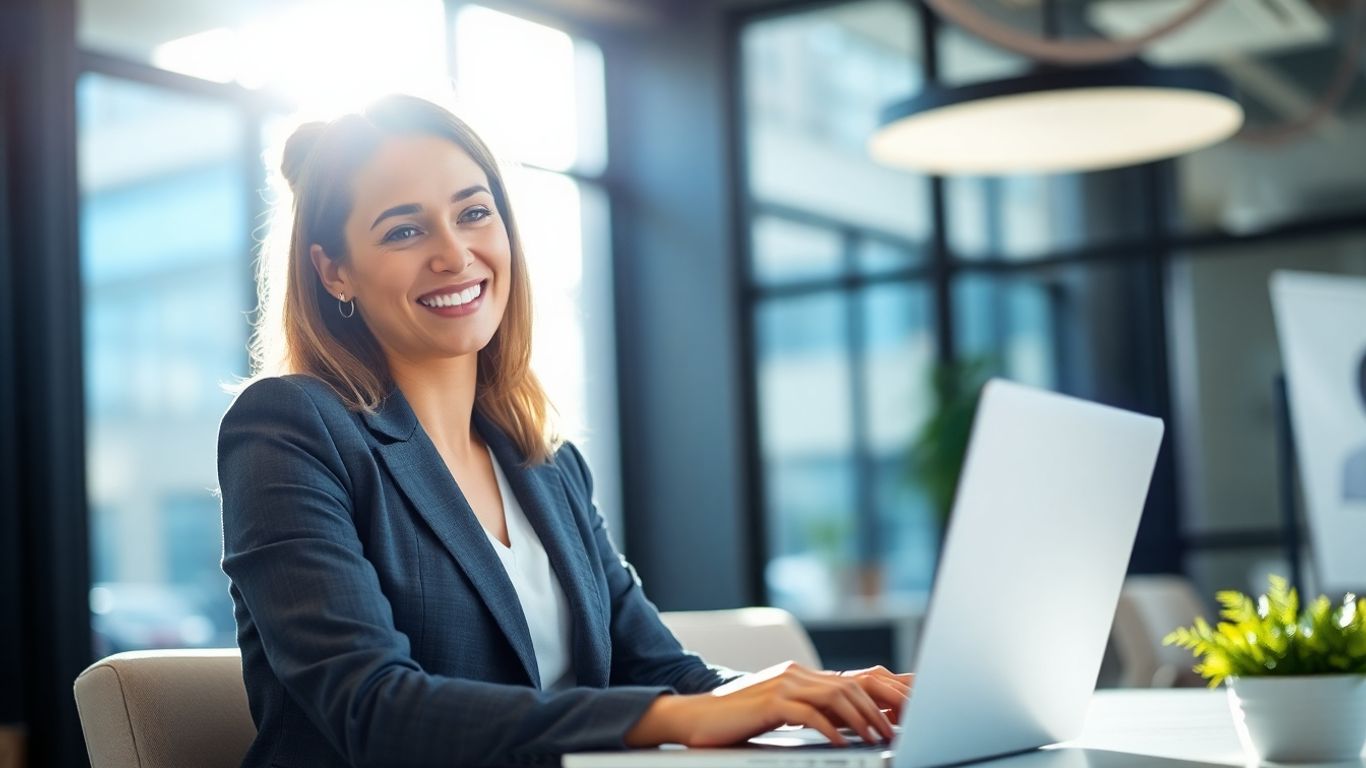 Professional woman working on laptop