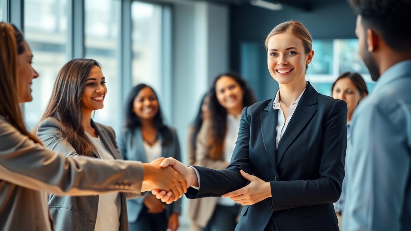 Virtual assistant staffing agency handshake