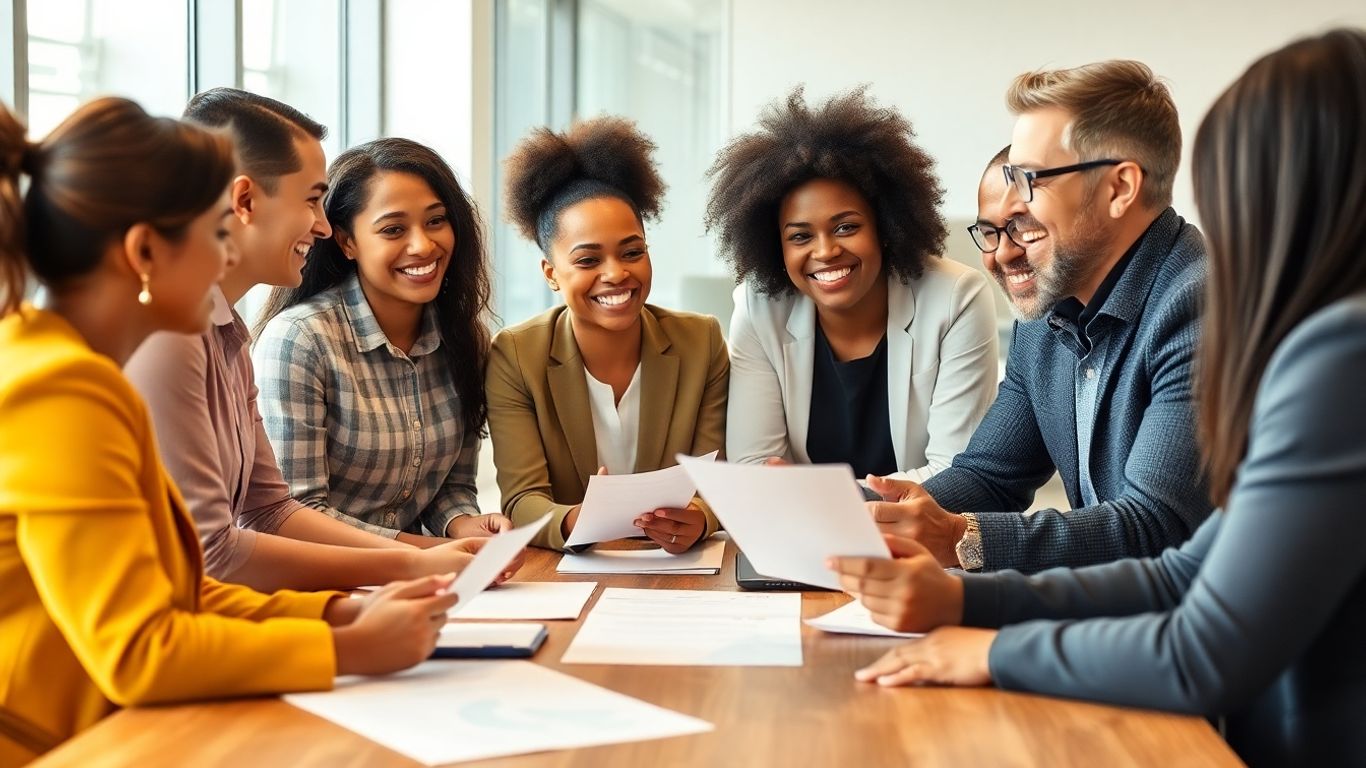 Team collaborating on hiring process