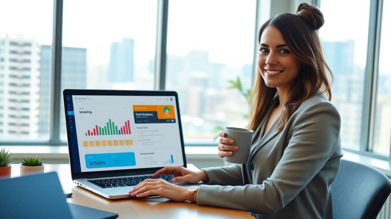 Woman working in a home office