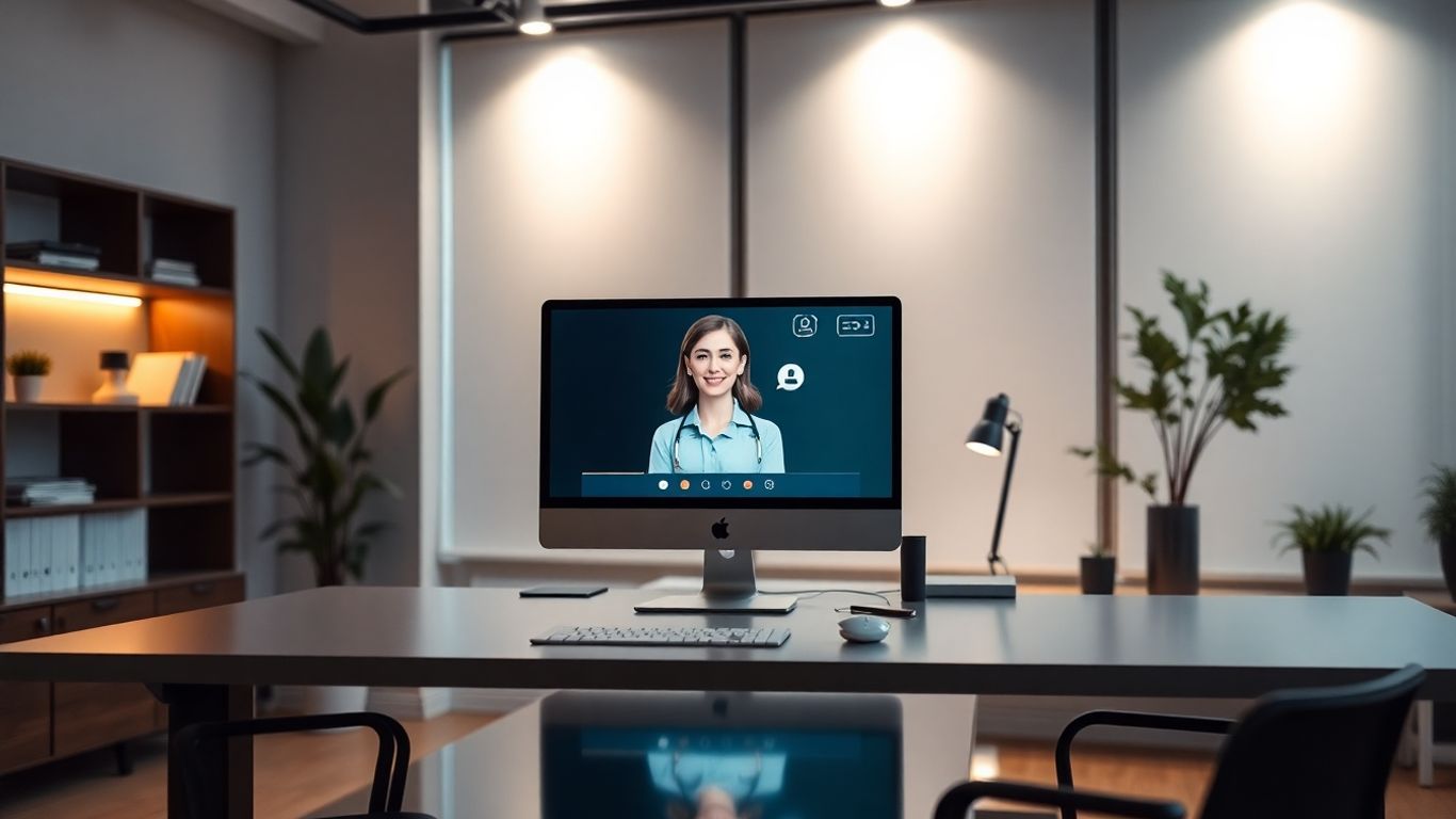 Virtual assistant interface on a computer screen.