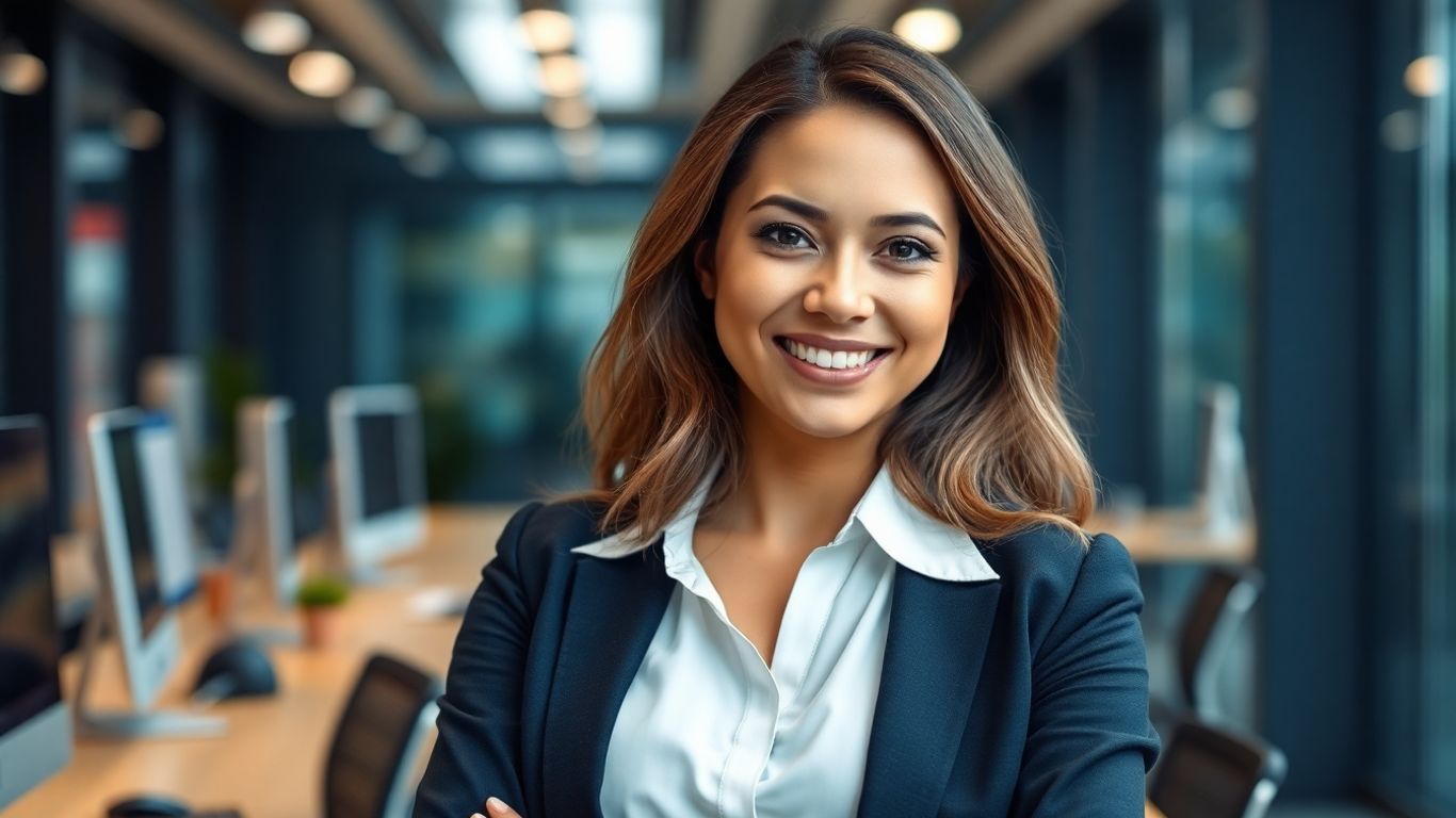 Professional woman in a virtual office