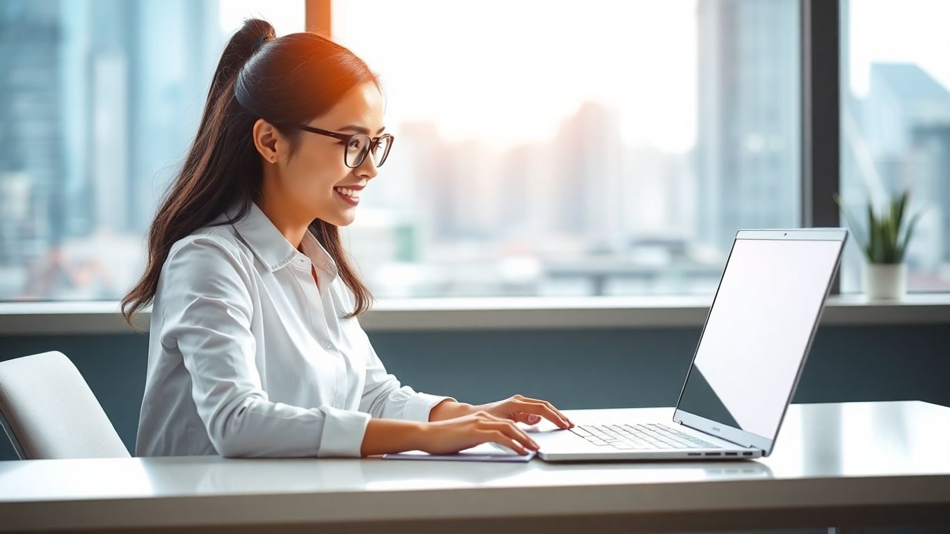 Virtual assistant working in a modern office