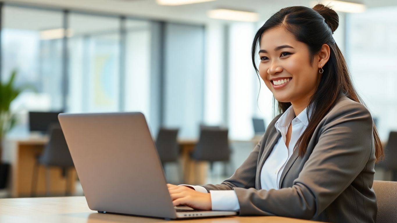Filipino virtual assistant working on a laptop