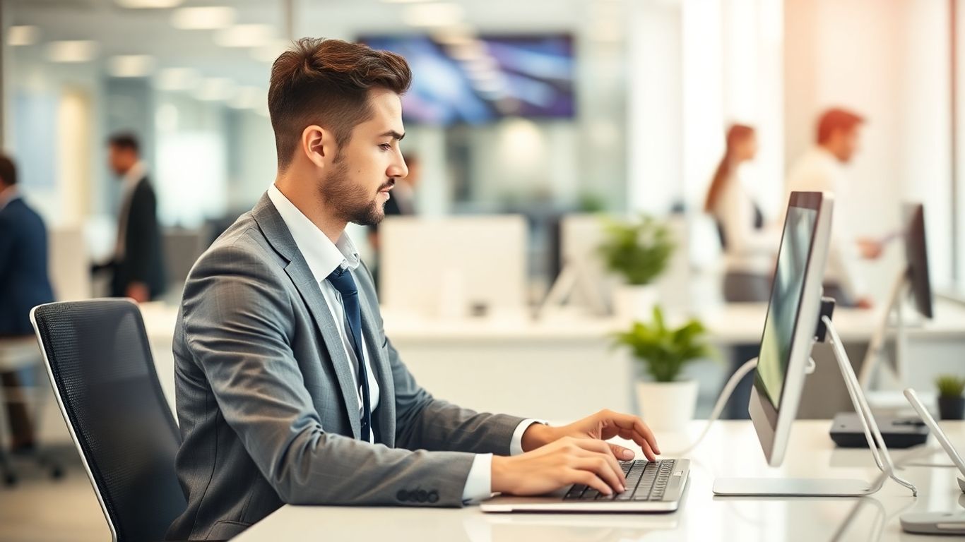 Recruiter working efficiently with virtual assistant technology.