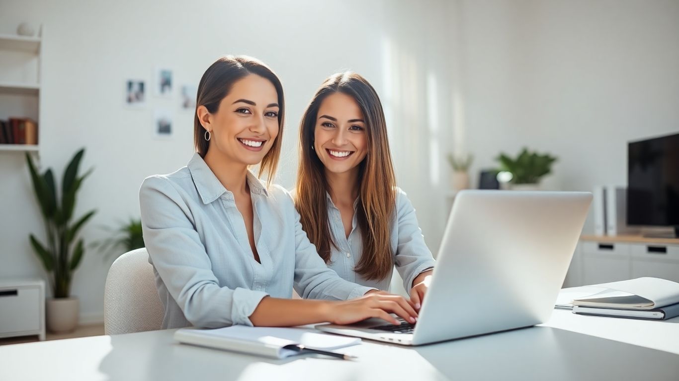 Virtual assistant working remotely on laptop
