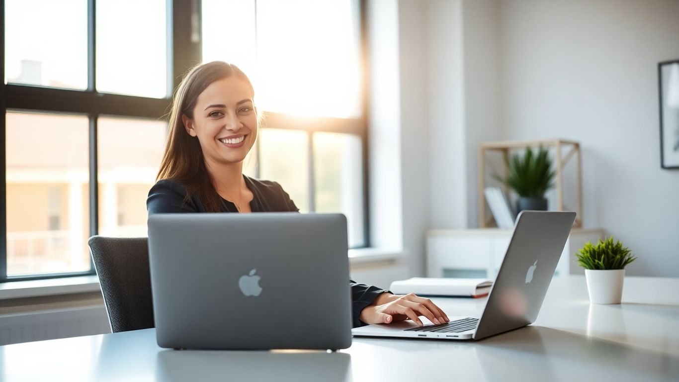Virtual assistant working in a UK office.