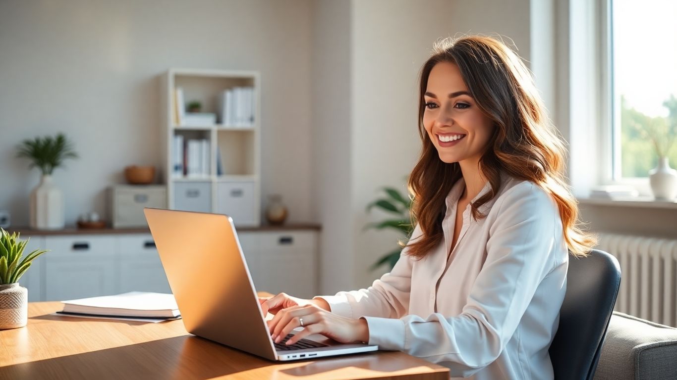 Woman working remotely as a virtual assistant