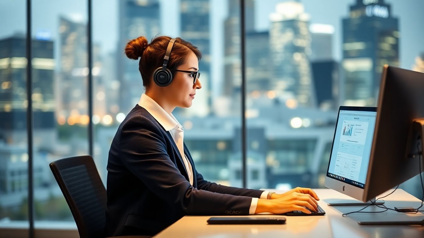 Virtual assistant working in modern office