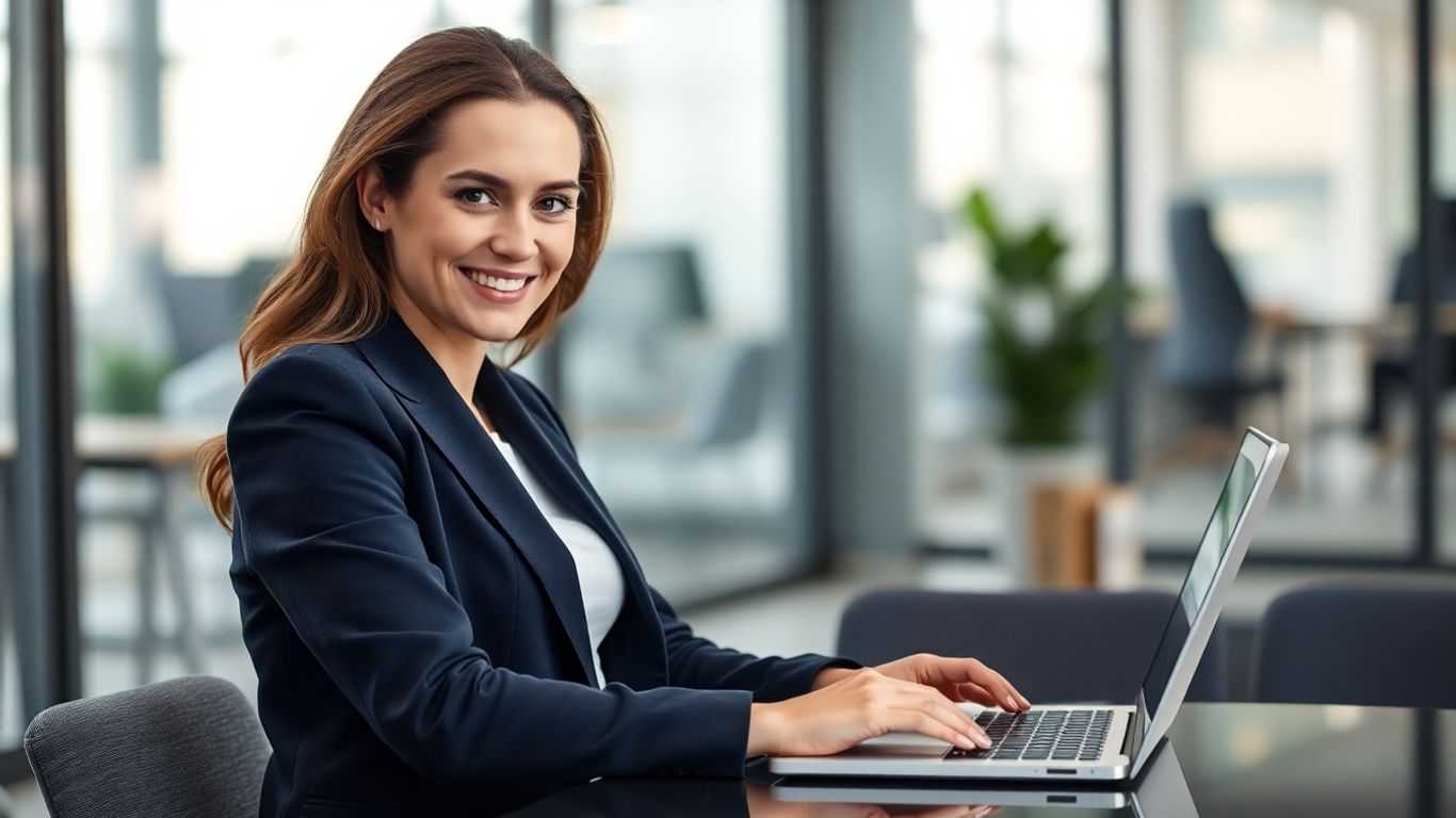 Australian businessperson working on laptop