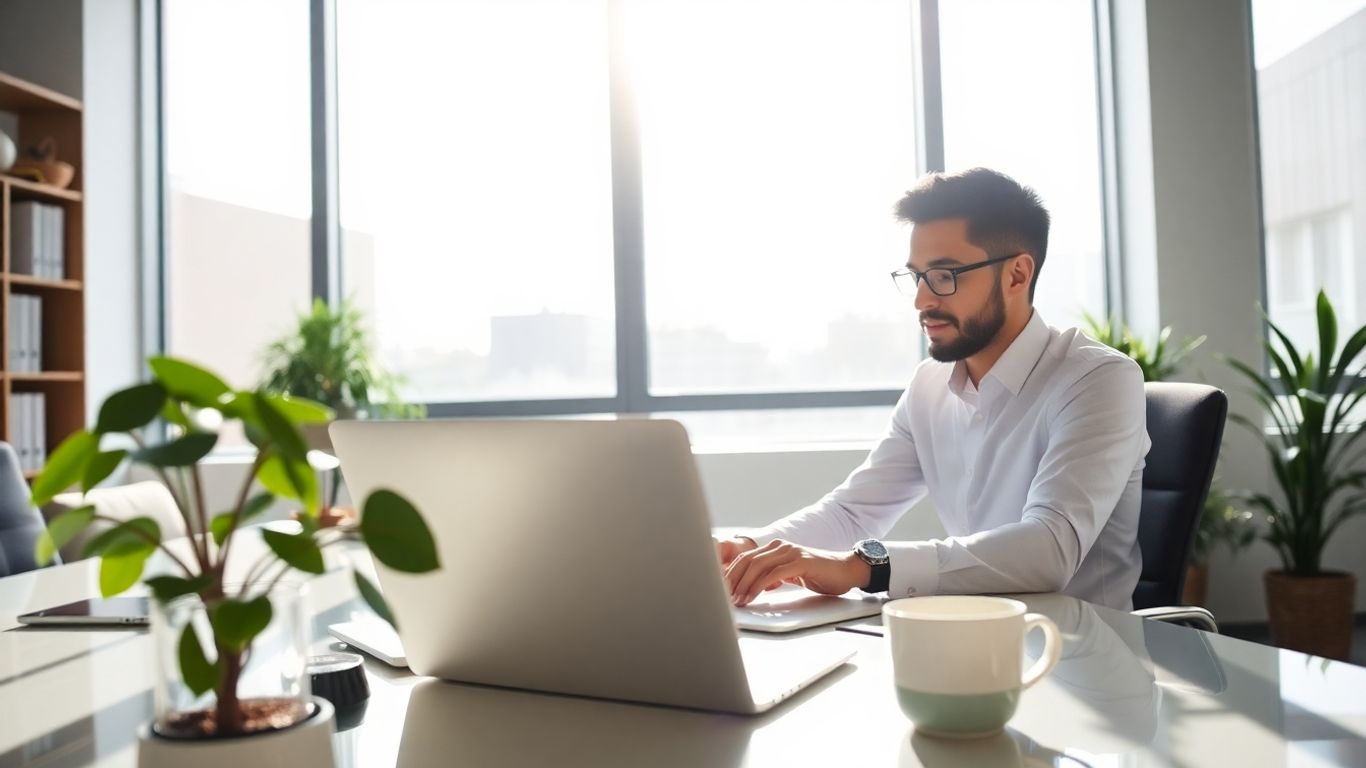 Business professional working in a modern office.