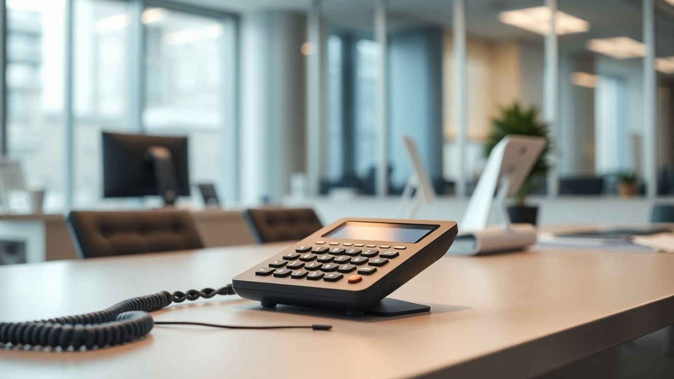 Modern office phone system for efficient call management.