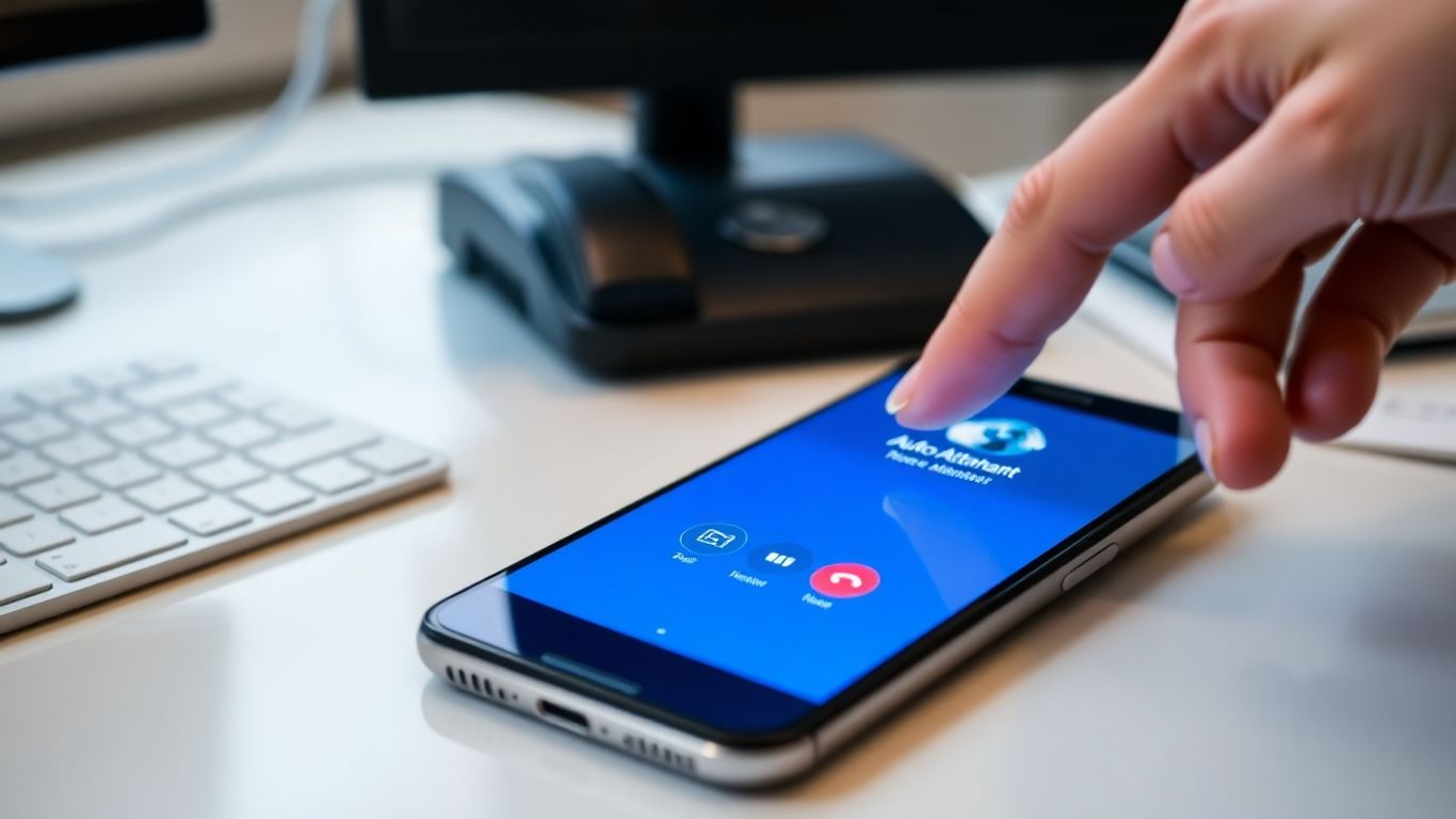 Smartphone with auto attendant interface on desk