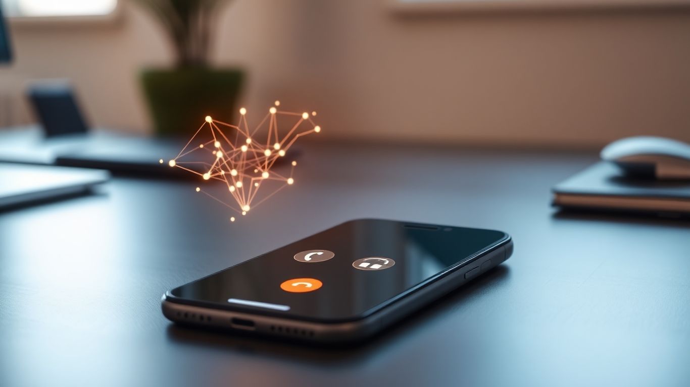 Small business phone system with AI features on a smartphone.