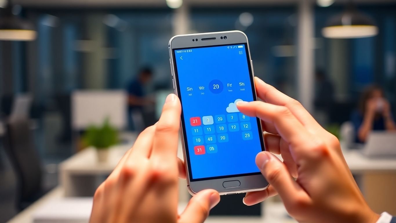 Smartphone calendar integration for business scheduling.