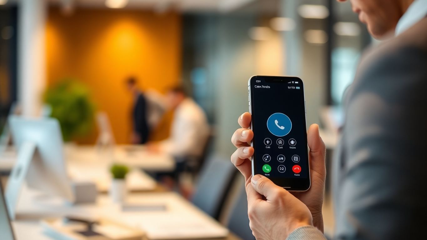 Phone auto attendant interface on a smartphone.