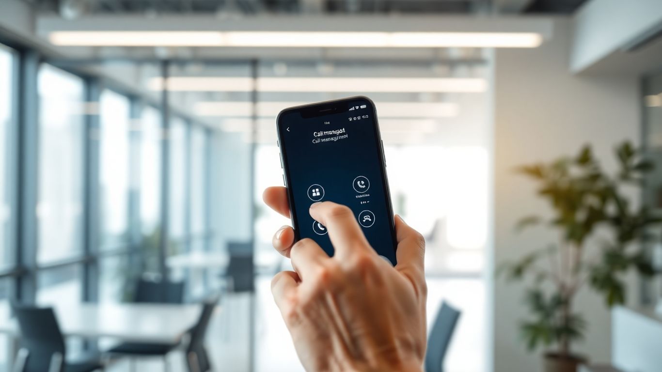 Business phone auto attendant interface on a smartphone.