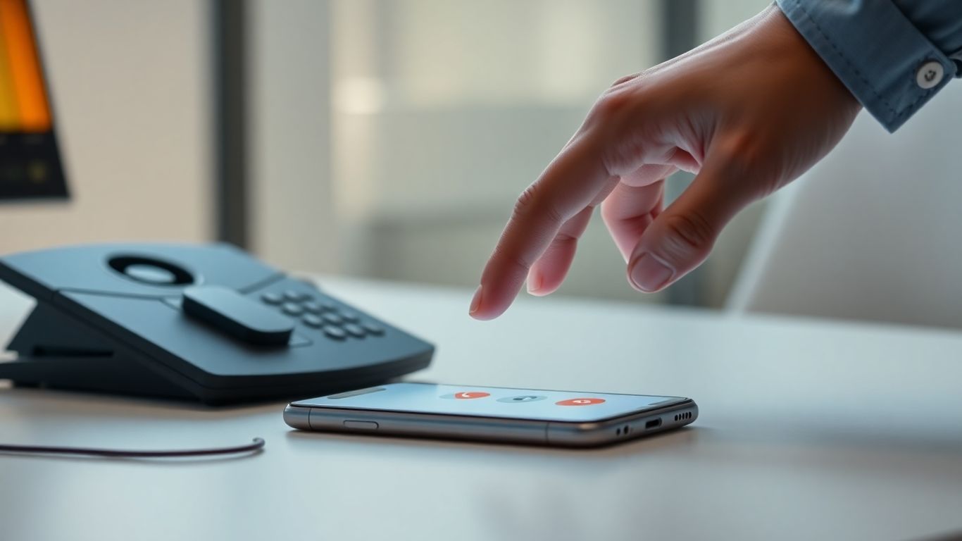 Phone auto attendant interface on a smartphone.