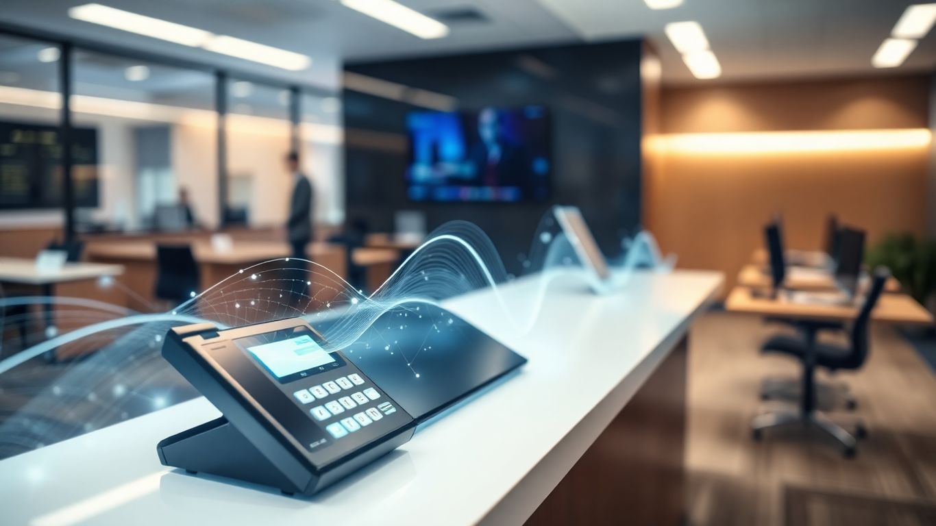 Modern phone system with digital waves