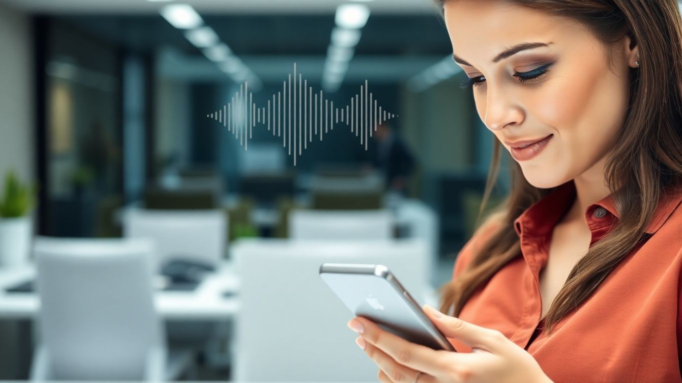 Person using smartphone for phone system auto attendant.