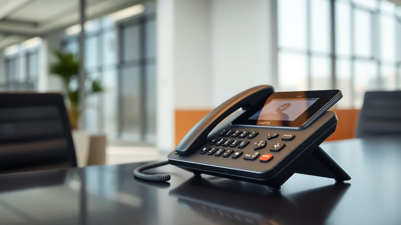 Modern phone system on a desk