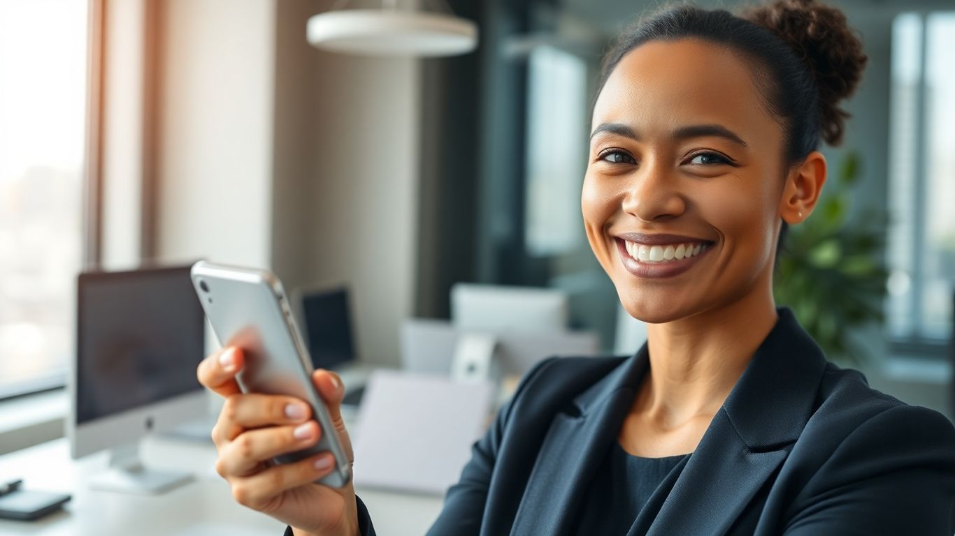Business person using a smartphone for communication.