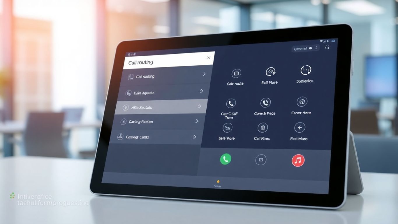 Vonage small office phone system interface on a tablet.